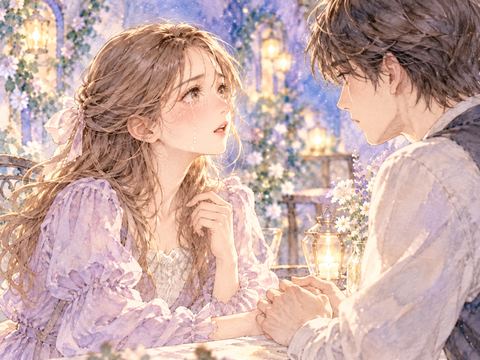 別れ話をしながら涙を流す女性と向かい合う恋人
