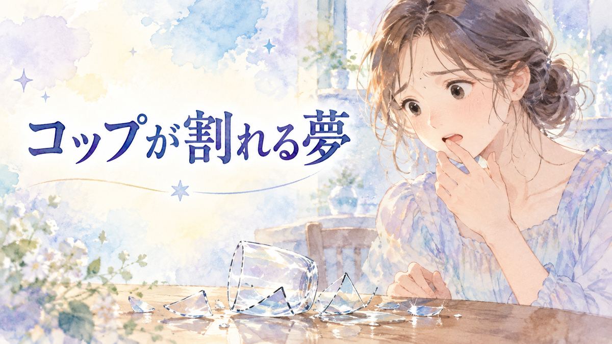 割れたコップを見つめる大人の女性