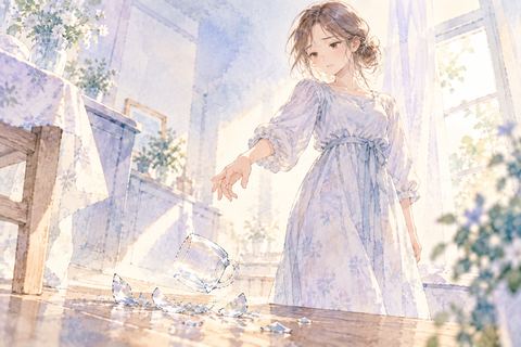 自分でコップを割った大人の女性