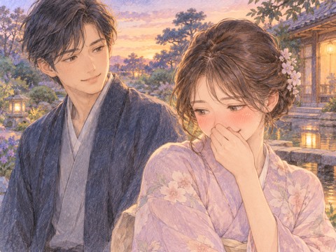 好きな男性に褒められ頬を赤らめて顔を隠す女性
