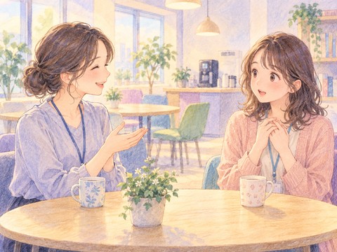 職場の知人から褒められて驚く大人の女性