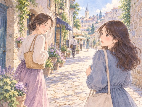 知らない街で通行人に褒められ驚く女性