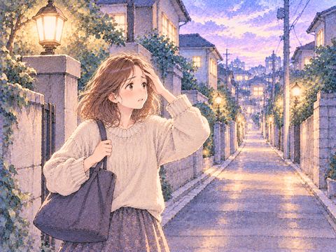 見覚えのある住宅街で帰り道を思い出せず立ち尽くす女性