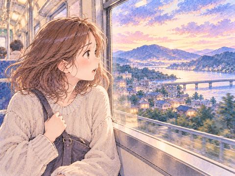 電車の窓から知らない景色を見て乗り間違いに気づく女性