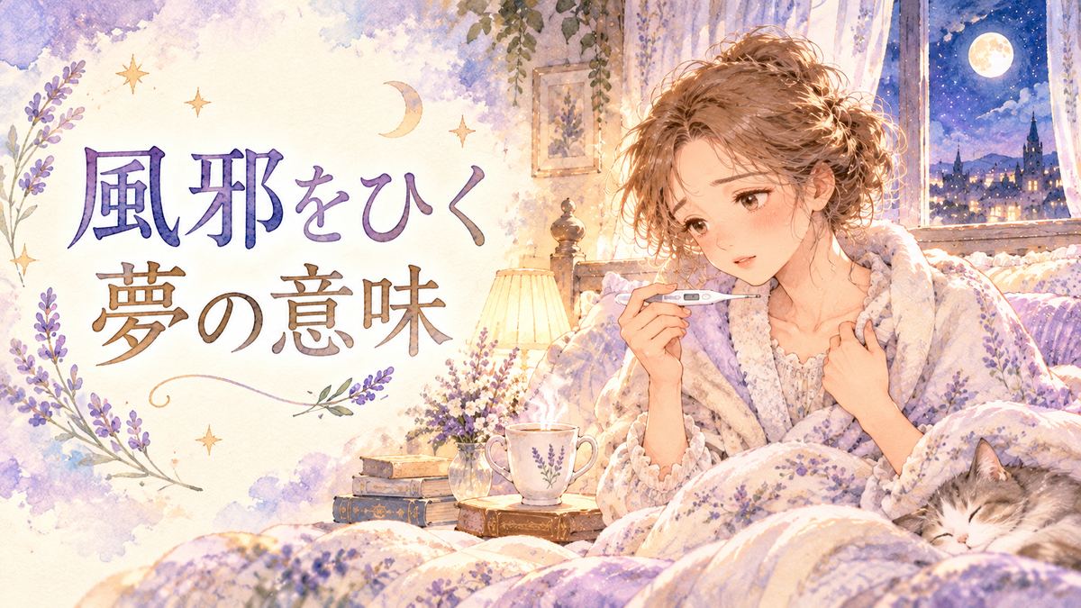 毛布を肩にかけた女性が体温計を見つめ、温かい飲み物のある寝室で休んでいる