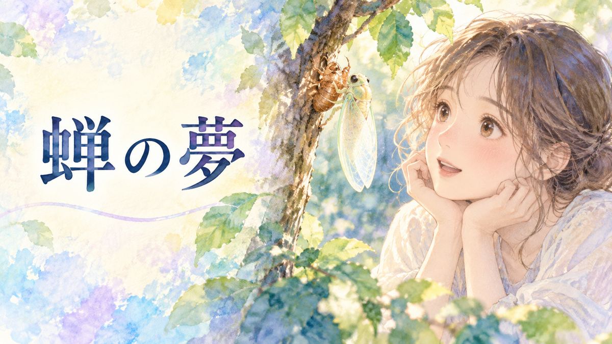 羽化する蝉を見つめる大人の女性