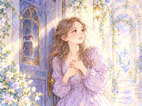 ピエロから逃げ切り扉の向こうでほっとする女性