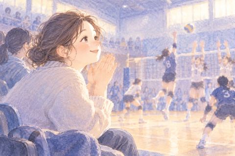 大会で仲間を応援する大人の女性
