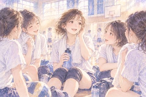 部活仲間と笑顔で過ごす大人の女性