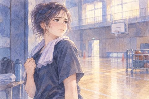 練習後に悔しそうに拳を握る大人の女性
