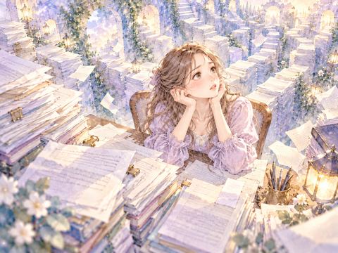 片づけても次々に増える書類を前に途方に暮れる女性