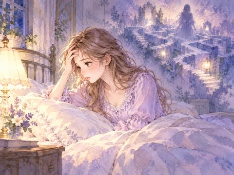 悪夢から目覚めたあと再び眠るのをためらう女性