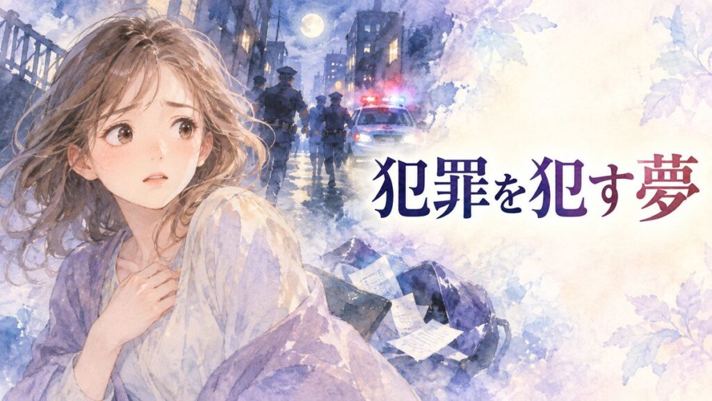 不安そうな大人の女性と警察の影が浮かぶ夢の場面