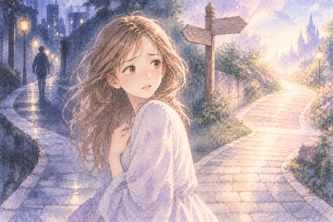 分かれ道を振り返り後悔する大人の女性