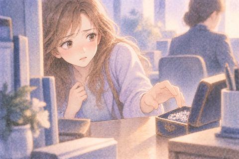 他人の大切な物へそっと手を伸ばす女性