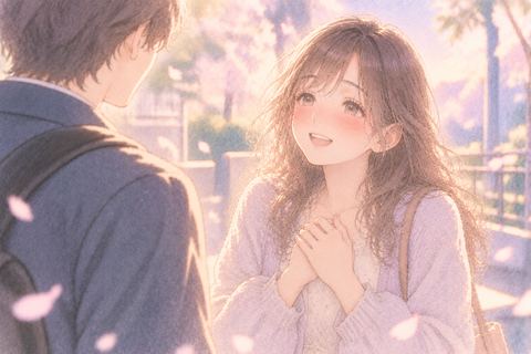 告白できたことを嬉しそうに喜ぶ女性
