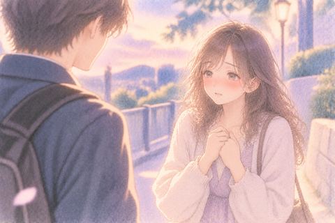 告白をためらい緊張する大人の女性