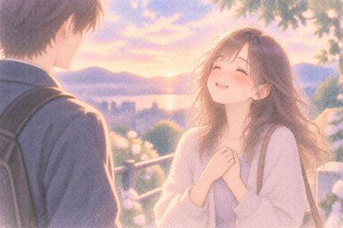 告白を終えてほっとする大人の女性