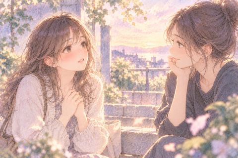 親しい女性に思いを伝える大人の女性