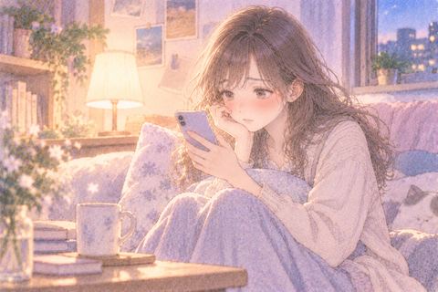 告白の返事をスマホで待つ女性