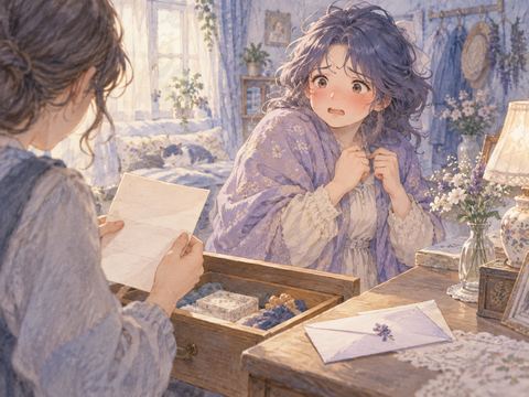 秘密の手紙を見られて動揺する女性