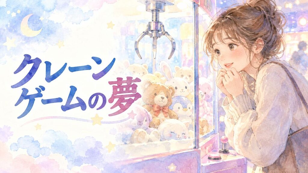 クレーンゲームの景品を見つめる大人の女性