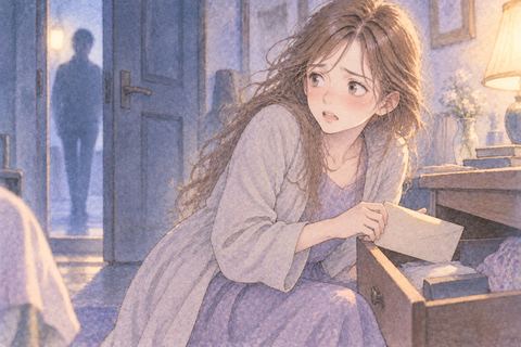 証拠を隠し周囲を警戒する大人の女性