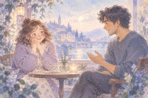 片思いの男性と楽しそうに話す大人の女性