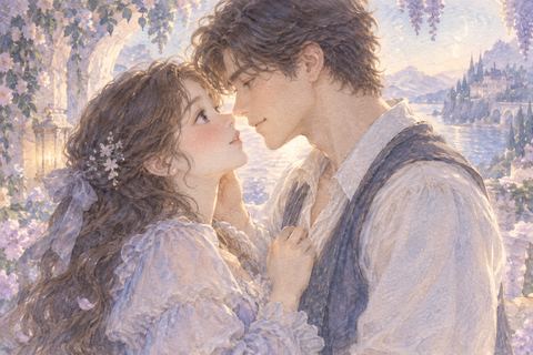 片思いの男性と顔を寄せ合う大人の女性