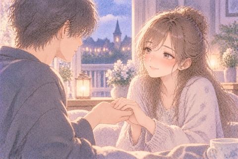 差し出された手を自分から取って微笑む大人の女性