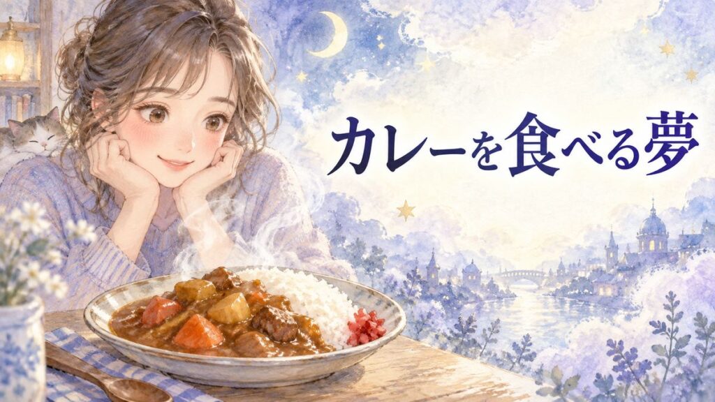 カレーを前に期待した表情を浮かべる大人の女性