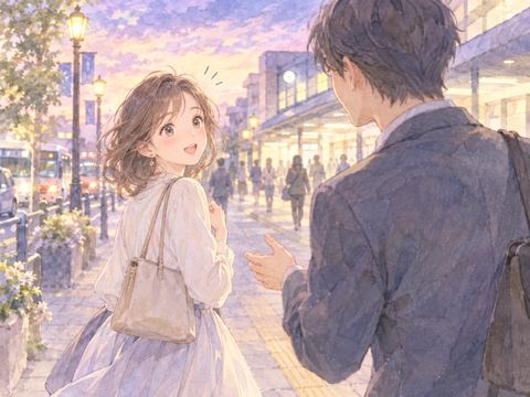 帰り道で突然デートに誘われ驚く女性
