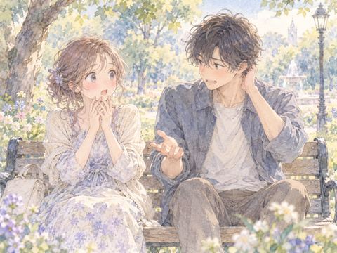 親しい男友達からデートに誘われて照れる女性