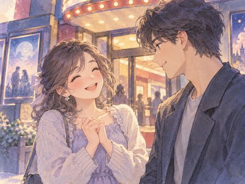 男性からのデートの誘いに笑顔でうなずく女性