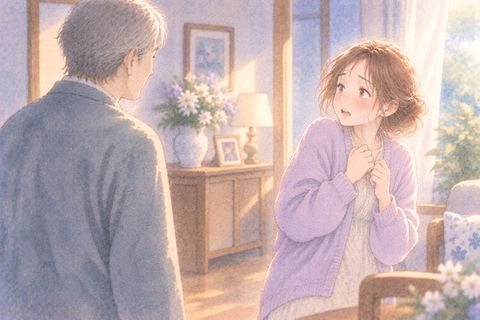 生き返った人を見て身構える大人の女性