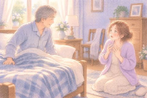 突然生き返った人に驚く大人の女性