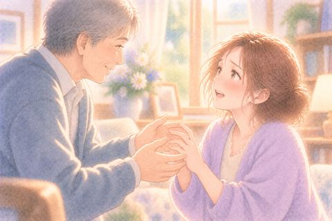 リアルに生き返った故人を見つめる大人の女性