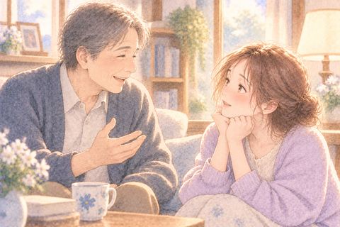 生き返った人の話を聞く大人の女性