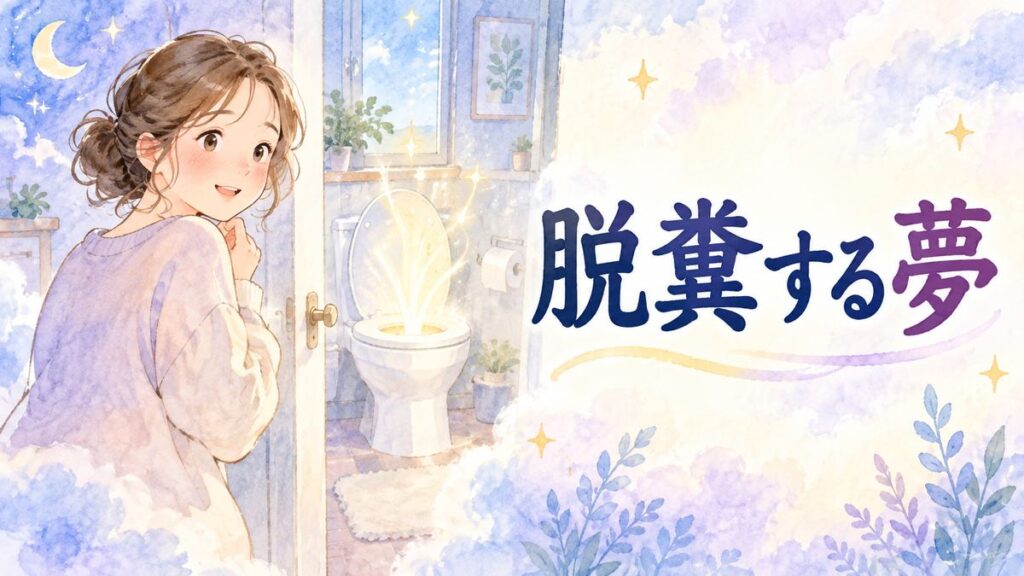 夢のトイレを振り返り不思議そうに考える大人の女性