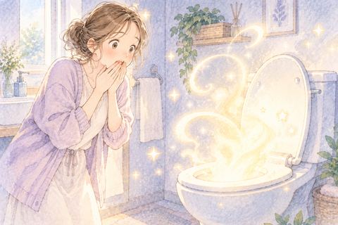 トイレを見て量の多さに驚く大人の女性
