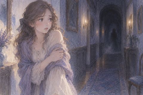 暗がりを警戒して腕をさする大人の女性