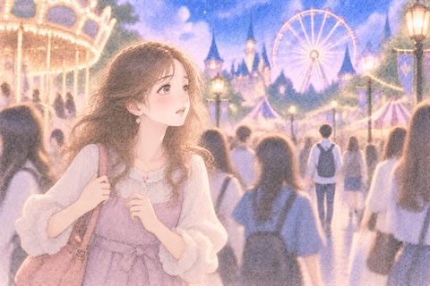 人混みではぐれた相手を探す女性