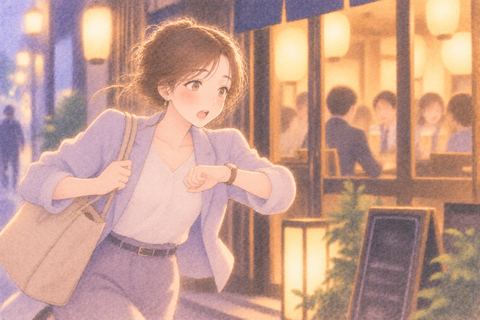 飲み会に遅れて急ぐ女性