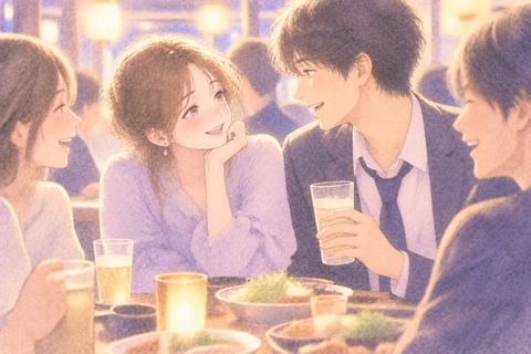 飲み会で好きな男性と話す女性