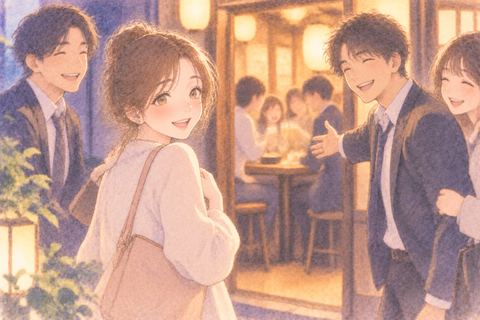 飲み会へ誘われて嬉しそうな女性