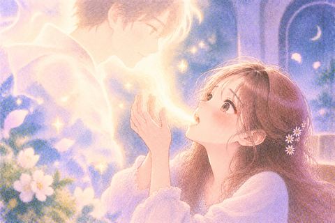 人の姿を象徴する光を取り込もうとする女性