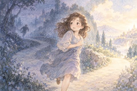 追跡者から離れて明るい道へ走る大人の女性