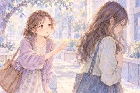 親しい友達に背を向けられて寂しそうな女性