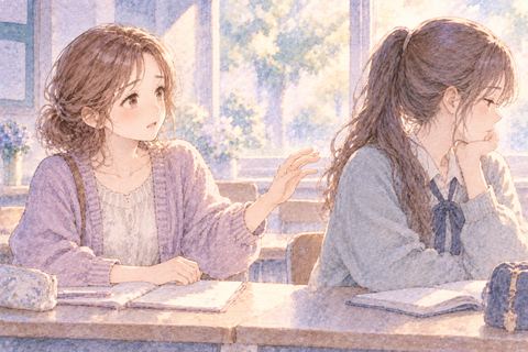 友達に話しかけても振り向いてもらえない女性