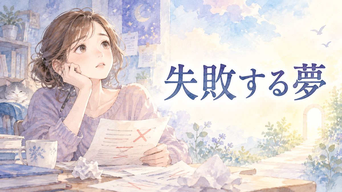 失敗した書類を前に考える女性とやり直しを示す光